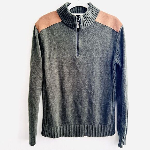 🎉Clearance🎉Xray Jeans Extra Fine Fibers Green & Brown Faux Suede Sweater Small - Picture 1 of 8
